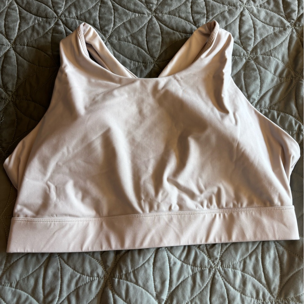 White fabletics sports bra